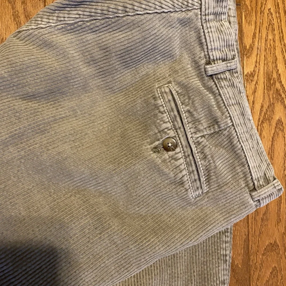 Men's Geoffrey Beene Corduroy Pants, Grey, 38 x 32 Pleated Cuffed VTG Grandpa D3